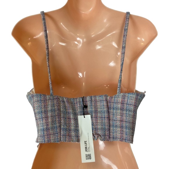 Zara Tweed Bustier Style Cropped Tank Top Size S - Picture 7 of 13